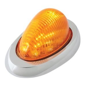 Amber Teardrop LED Marker Light – Chrome Base Signal Lamp for Trucks & Trailers