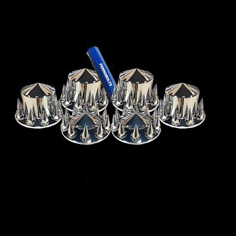 Chrome Truck Wheel Hubcap Set – Classic Cone & Spiked Custom Design